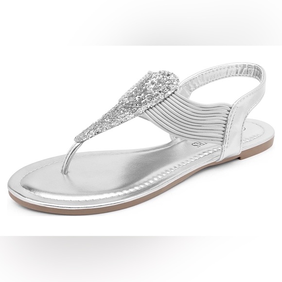 Bandolino Shoes - Bandolino Kayte 2 Silver Rhinestone Thong Sandals - Size 6.5 (NIB)